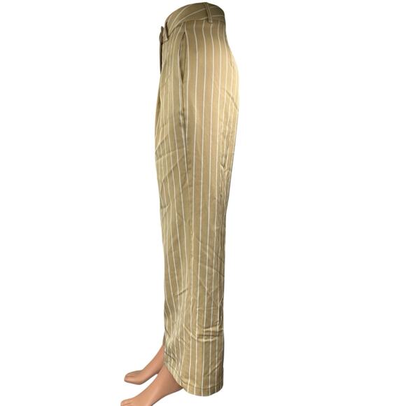 PrettyLittleThing Tan Khaki Beige Striped Patchwork Trouser Dress Pants Size 2 - Picture 2 of 6